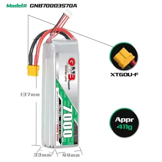 Аккумулятор Li-po Gaoneng GNB 7000mah 3S1P 11.1V 70C 33x44x137mm XT60 — фото 4