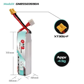 Аккумулятор Li-po Gaoneng GNB 550mah 3S1P 11.1V 90C 18x18x72mm LONG TYPE — фото 4