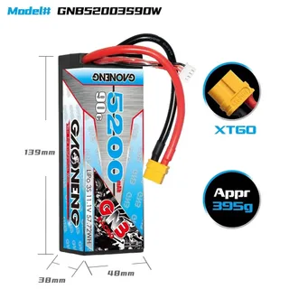 Аккумулятор Li-po Gaoneng GNB 5200MAH 11.1V 3S1P 90C 38x48x139mm XT60 — фото 3