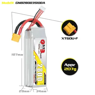 Аккумулятор Li-po Gaoneng GNB 2800mah 3S1P 11.1V 100C 29x34x107mm XT60 — фото 4