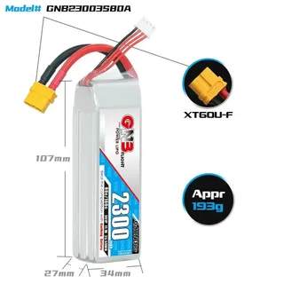 Аккумулятор Li-po Gaoneng GNB 2300mah 3S1P 11.1V 80C 27x34x107mm XT60 — фото 4