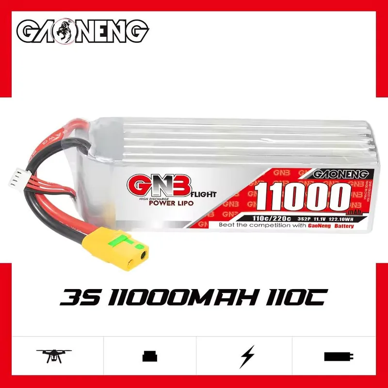 Аккумулятор Li-po Gaoneng GNB 11000mah 3S2P 11.1V 110C 46x49x164mm XT60