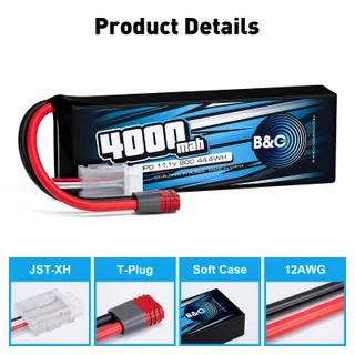 Аккумулятор Li-Po B&C 4000 MAH 11.1v (3s) 90C, T-Plug, Soft case — фото 3