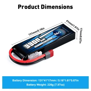 Аккумулятор Li-po B&C 3300 MAH 11.1v (3s) 90C, T-Plug, Soft case — фото 2