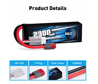Аккумулятор Li-po B&C 2300 MAH 11.1v (3s) 80C, T-Plug, Soft case — фото 2