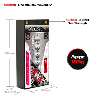 Аккумулятор Li-po Gaoneng GNB 4600MAH 7.6V 2S1P 140C HV 18.5x47x96mm — фото 4