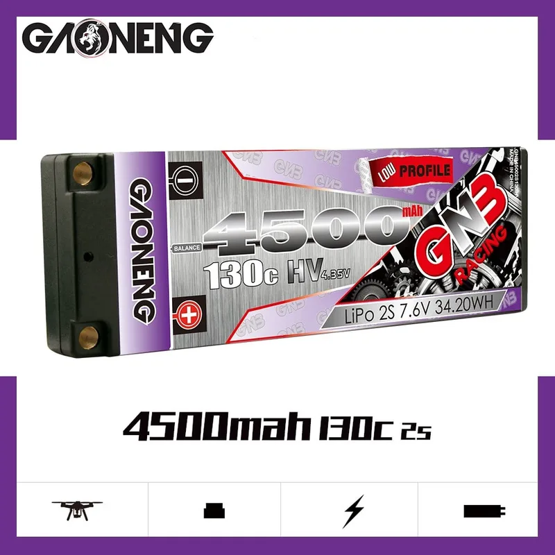Аккумулятор Li-po Gaoneng GNB 4500MAH 7.6V 2S1P 130C LCG, 18.5x47x139mm