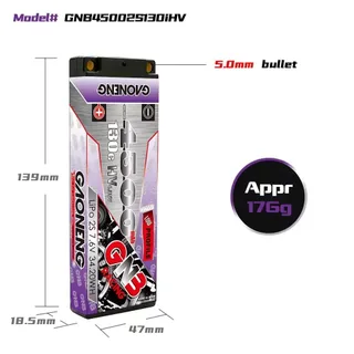 Аккумулятор Li-po Gaoneng GNB 4500MAH 7.6V 2S1P 130C LCG, 18.5x47x139mm — фото 4
