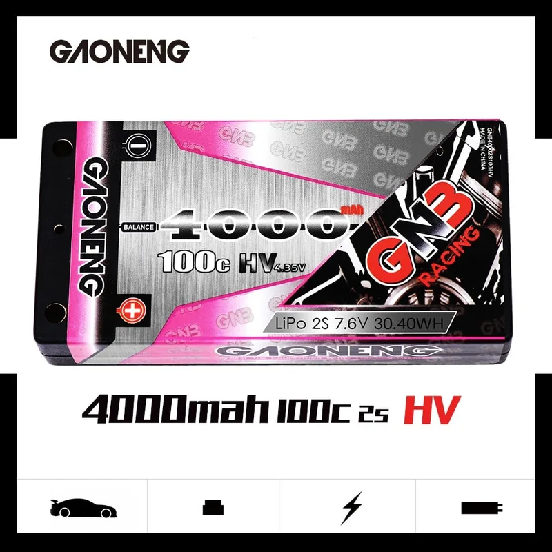 Аккумулятор Li-po Gaoneng GNB 4000MAH 7.6V 2S1P 100C HV 18.5x47x93mm