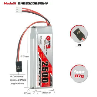 Аккумулятор Li-po Gaoneng GNB 2500mah 2S1P 7.6V HV 10C 17x30x85mm for Transmitters — фото 3