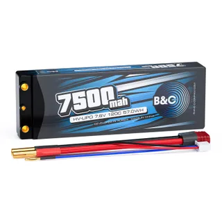 Аккумулятор Li-po B&C 7500 MAH 7.6v (2s HV), 120C, 4mm + T-Plug, Hardcase