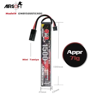 Аккумулятор для страйкбола Li-po Gaoneng GNB 1500MAH 2S1P 7.4V 30C 13x21x128mm Mini Tamiya — фото 4