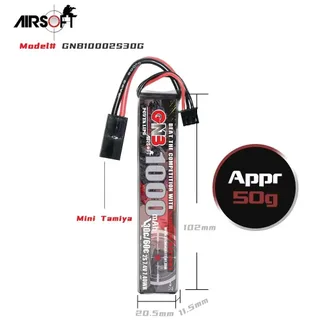 Аккумулятор для страйкбола Li-po Gaoneng GNB 1000MAH 2S1P 7.4V 30C 11.5x20.5x102mm Mini Tamiya — фото 4