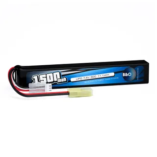 Аккумулятор для страйкбола Li-po B&C 1500 MAH 7.4V (2s) 30C, Mini Tamiya, Soft case
