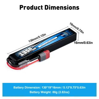 Аккумулятор для страйкбола Li-po B&C 1350 MAH 7.4V (2s) 30C, T-plug, Soft case — фото 2