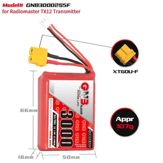 Аккумулятор LiPo GAONENG GNB 3000mAh 2S 7.4V 5C XT60 for Radiomaster TX12 — фото 3