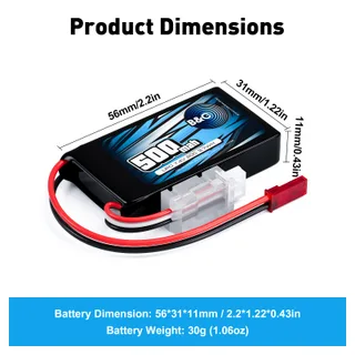 Аккумулятор Lipo B&C 500 MAH 7.4v (2s) 20С, JST, Soft case — фото 2