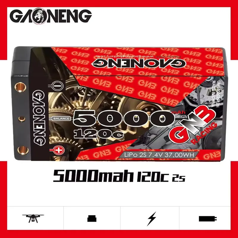 Аккумулятор Li-po Gaoneng GNB 5000MAH 7.4V 2S2P 120C 25.1x47x96mm XT60