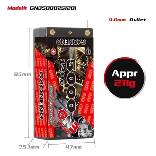 Аккумулятор Li-po Gaoneng GNB 5000MAH 7.4V 2S2P 120C 25.1x47x96mm XT60 — фото 4