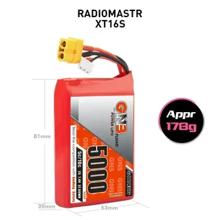 Аккумулятор Li-po Gaoneng GNB 5000mah 2S1P 7.4V 5C 20*53*81mm for Radiomaster TX16S — фото 2