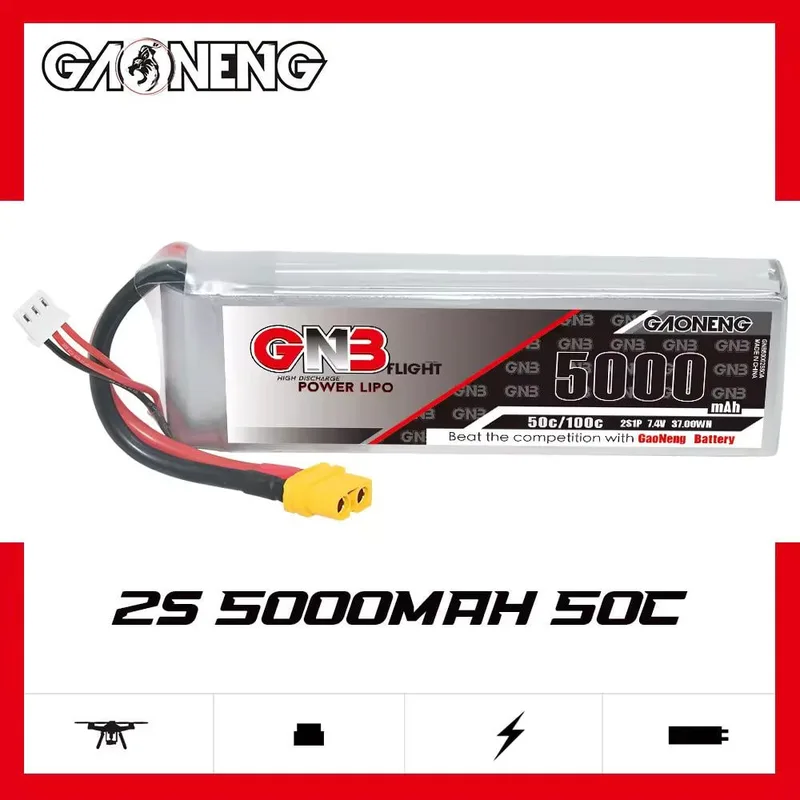Аккумулятор Li-po Gaoneng GNB 5000mah 2S1P 7.4V 50C 21x44x134mm XT60