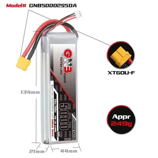 Аккумулятор Li-po Gaoneng GNB 5000mah 2S1P 7.4V 50C 21x44x134mm XT60 — фото 4