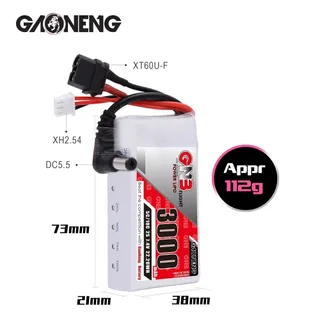 Аккумулятор Li-po Gaoneng GNB 3000mah 2S1P 7.4V for 5C 21x38x73mm для fat shark HDO & DJI goggles XT60 и DC5.5 — фото 4