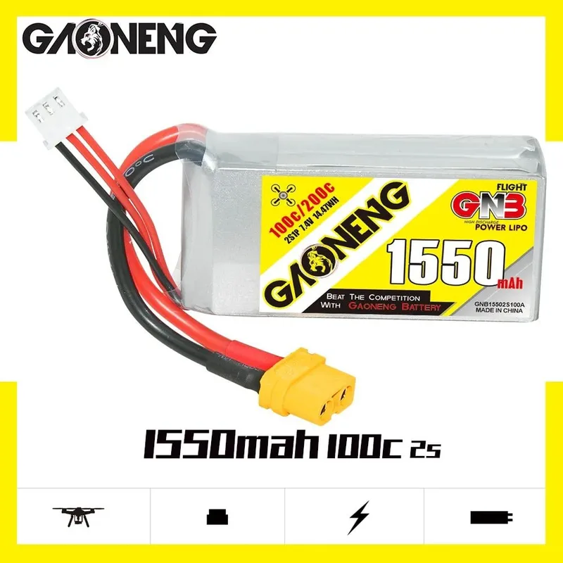 Аккумулятор Li-po Gaoneng GNB 1350mah 2S1P 7.4V 100C 16x34x70mm