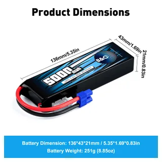 Аккумулятор Li-po B&C 5000 MAH 7.4v (2s), 50C, EC3, Soft case — фото 2