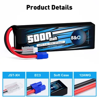 Аккумулятор Li-po B&C 5000 MAH 7.4v (2s), 50C, EC3, Soft case — фото 3