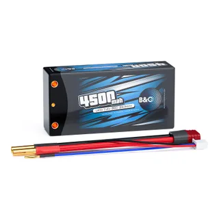 Аккумулятор Li-po B&C 4500 MAH 7.4v (2s) 90С, 4мм + T-Plug (Short pack), Hardcase
