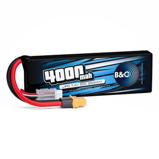 Аккумулятор Li-po B&C 4000 MAH 7.4V (2s) 50C, XT60, Soft case
