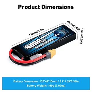 Аккумулятор Li-po B&C 4000 MAH 7.4V (2s) 50C, XT60, Soft case — фото 2