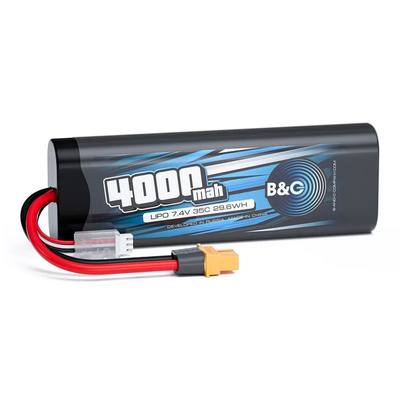 Аккумулятор Li-po B&C 4000 MAH 7.4v (2s) 35C, XT60, Закругленный-Hard case