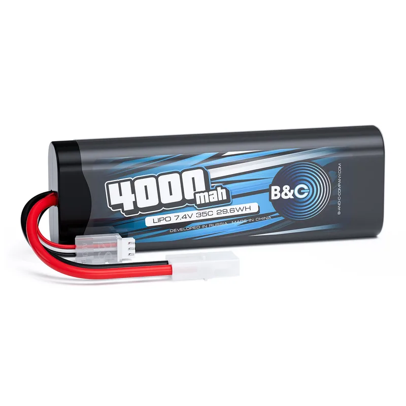 Аккумулятор Li-po B&C 4000 MAH 7.4v (2s) 35C, Tamiya, Закругленный-Hard case
