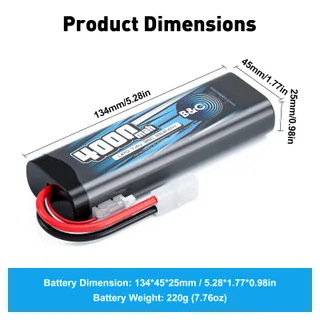 Аккумулятор Li-po B&C 4000 MAH 7.4v (2s) 35C, Tamiya, Закругленный-Hard case — фото 2