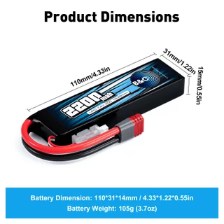 Аккумулятор Li-po B&C 2200 MAH 7.4V (2s) 20C T-plug Soft case — фото 2