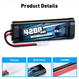 Аккумулятор NiMH B&C 6-Cells 4200 MAH 7.2V, Tamiya — фото 3