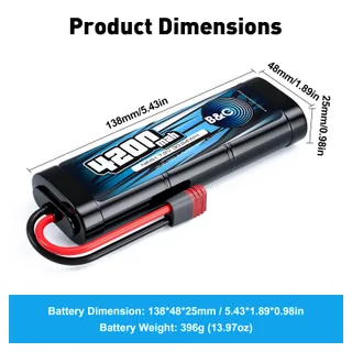 Аккумулятор NiMH B&C 6-Cells 4200 MAH 7.2V, T-plug — фото 2