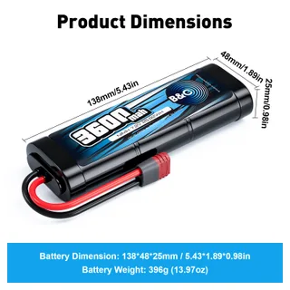 Аккумулятор NiMH B&C 6-Cells 3600 MAH 7.2V , T-plug — фото 2