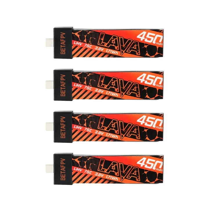 Аккумуляторы Li-po BetaFPV LAVA 450mAh 1S 3.8V HV 75C BT2.0 (Набор 4 штуки)