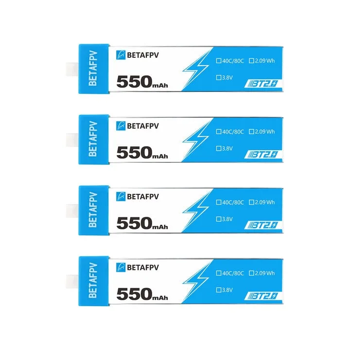 Аккумуляторы Li-po BetaFPV 550mAh 1S 3.8V HV 40/80C BT2.0 (Набор 4 штуки)