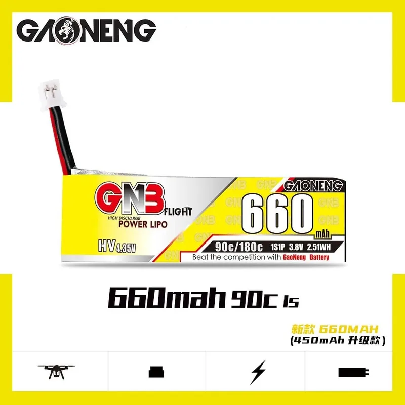 Аккумулятор Li-po Gaoneng GNB 660mah 1S1P 3.8V HV 90C 7.8x18x58mm