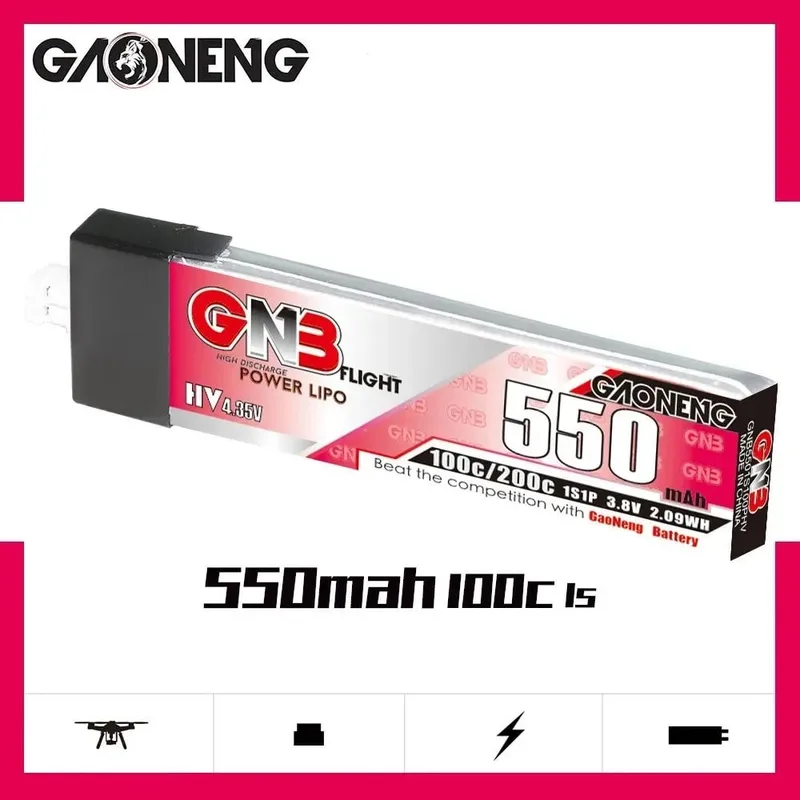 Аккумулятор Li-po Gaoneng GNB 550mah 1S1P 3.8V HV 100C 6x18x65mm PLASTIC HEAD