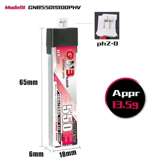 Аккумулятор Li-po Gaoneng GNB 550mah 1S1P 3.8V HV 100C 6x18x65mm PLASTIC HEAD — фото 4