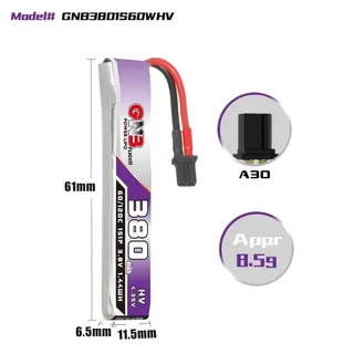 Аккумулятор Li-po Gaoneng GNB 380mah 1S1P 3.8V HV 60C 6.5x11x61mm — фото 3