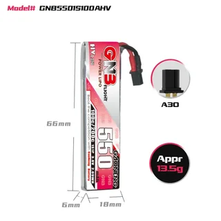 Аккумулятор GNB Li-po 550mah 1S1P 3.8V HV 100C 6*18*66mm CABLED A30 — фото 3
