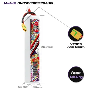 Аккумулятор LiPo GAONENG GNB 5200mAh 12S1P 45.6V 120C 280х50х56mm XT90S — фото 2