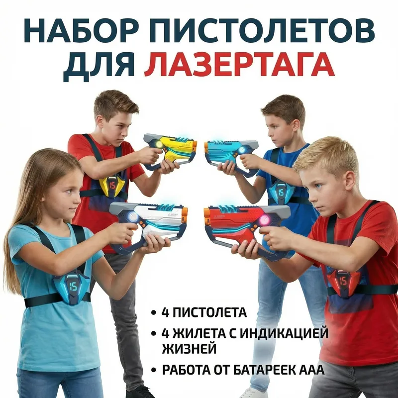 Набор для лазертага Wineya Star-Team (4 пистолета + 4 LED жилета)