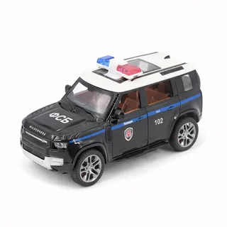 Радиоуправляемая металлическая полицейская машина Land Rover Defender 1:22 — фото 2